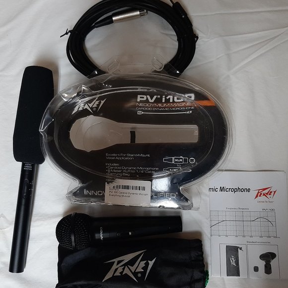Peavey PVi100 1/4 Cardioid Dynamic Microphone with 1/4” XLR Cable and HTDZ mic - Picture 1 of 12